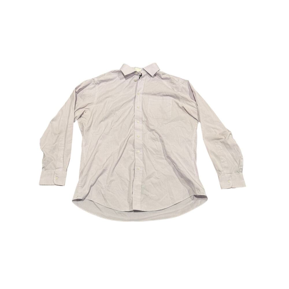 Jos. A. Bank Traveler Tech Men's Gray Grid Dress Shirt Tailored Fit Size 17.5